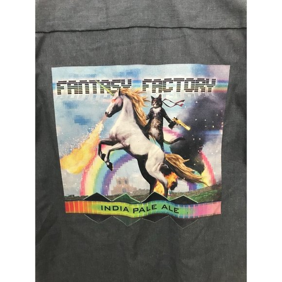 Vintage Red Kap Indian Pale Ale Unicorn Cat Mens S Button Down Graphic Shirt *3 - Picture 2 of 5